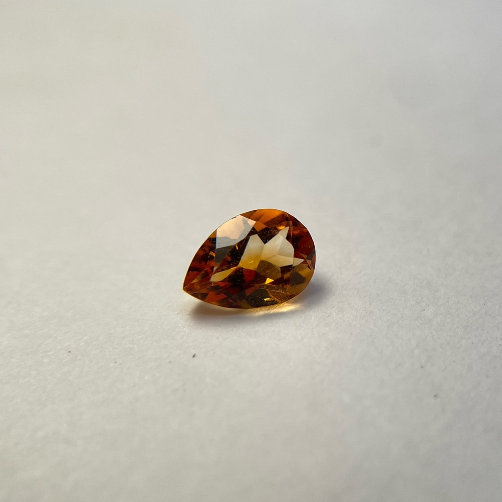 Deep Amber Brazilian Citrine Faceted Pear Loose Gemstone for Jewelry Making